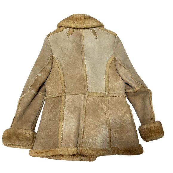 Vtg Penny Lane Spring Lamb Suede Coat Size S Tan Sherpa Lining Makray Womens - Picture 5 of 6